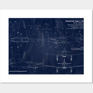 Yakovlev Yak3 URSS Blueprint Posters and Art